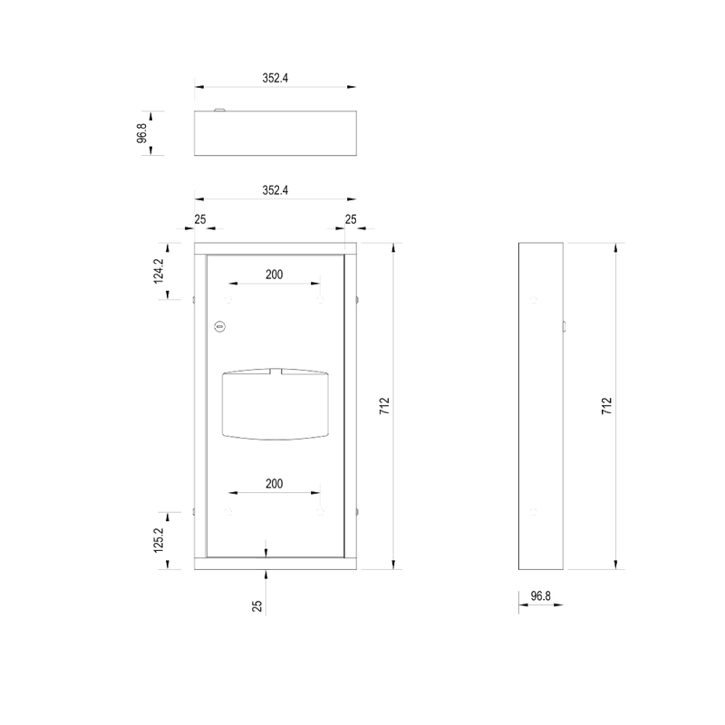 Surface Mounted Paper Towel Dispenser & Waste Receptacle in Satin Stainless Steel - ML710_SM_MK3