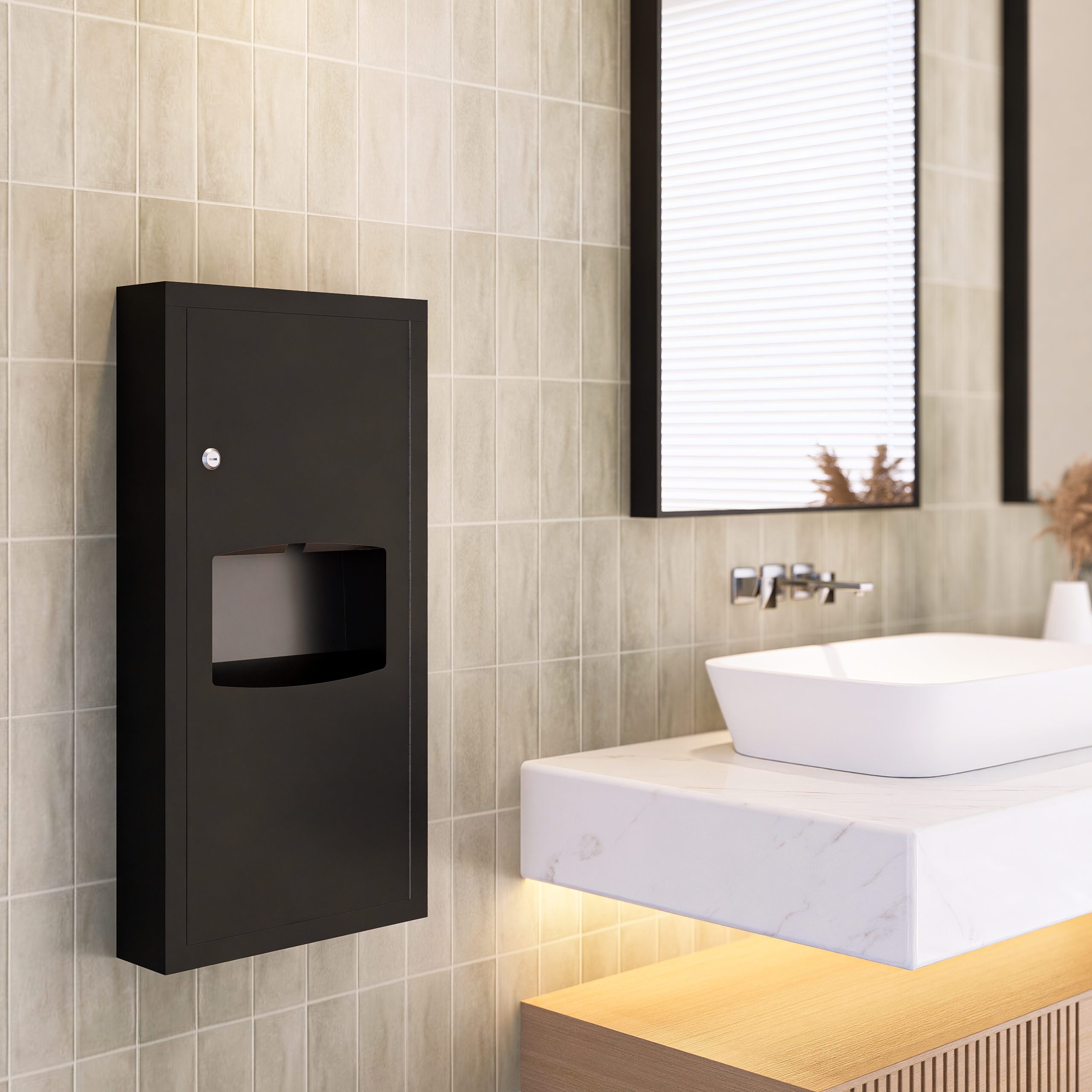 Surface Mounted Paper Towel Dispenser & Waste Receptacle in Designer Black - ML710_SM_MK3_DESIGNER