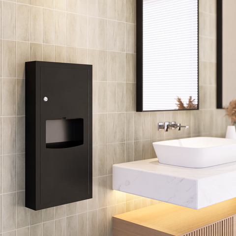 Surface Mounted Paper Towel Dispenser & Waste Receptacle in Designer Black - ML710_SM_MK3_DESIGNER
