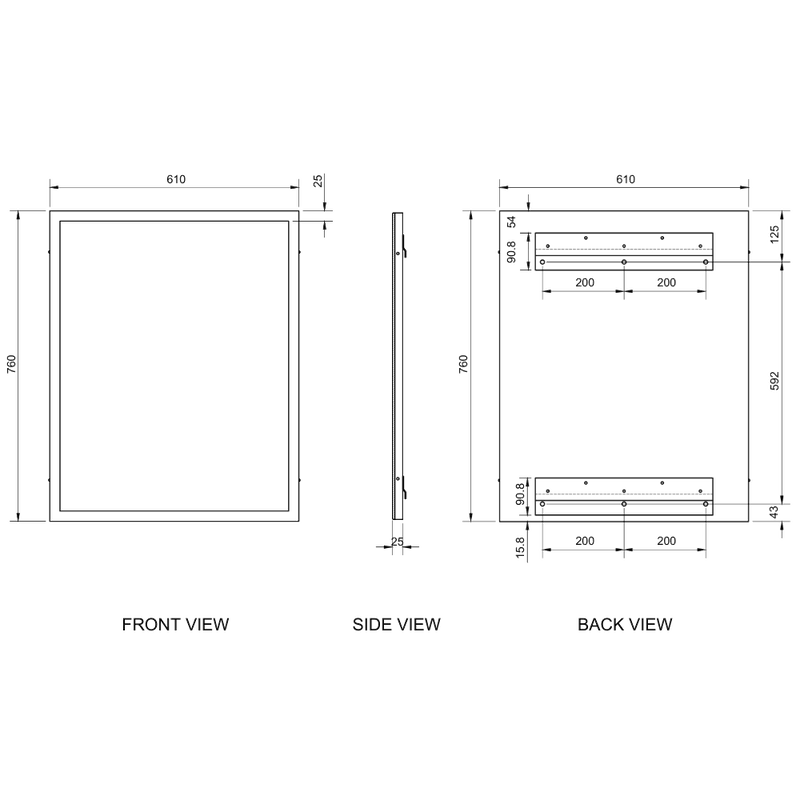 760mmH x 610mmW Framed Mirror in Satin Stainless Steel - ML771_3