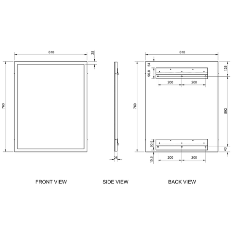 760mmH x 610mmW Framed Mirror in Satin Stainless Steel - ML771_3