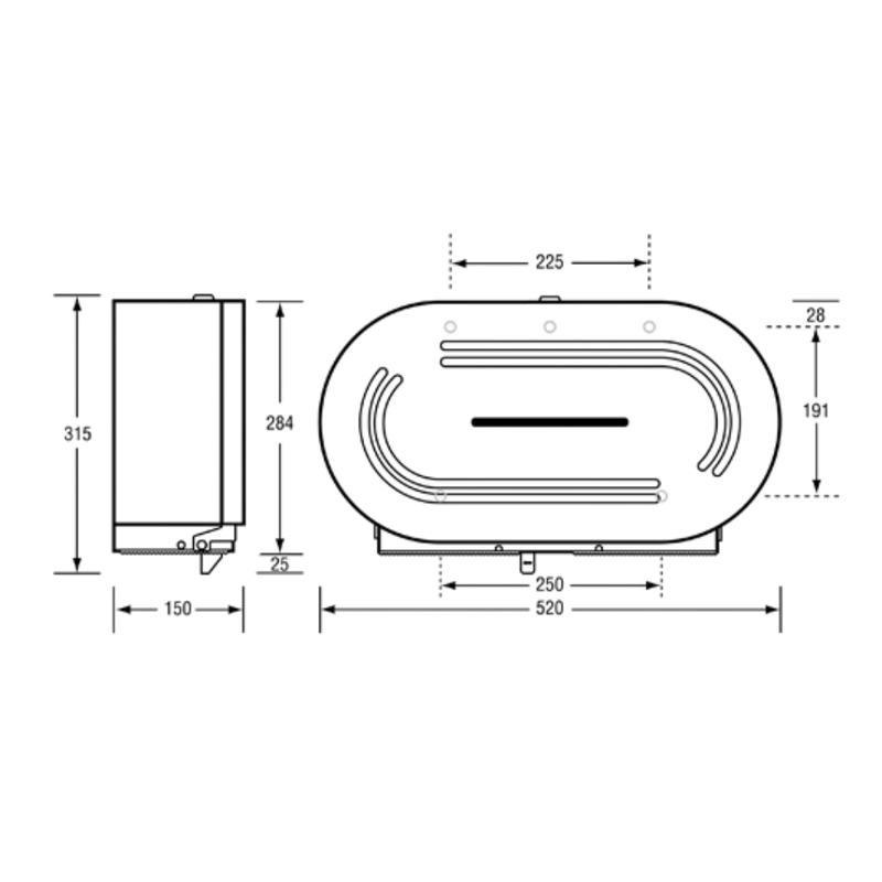 Double Jumbo Toilet Roll Dispenser in Designer Black - ML841DBL_DESIGNER