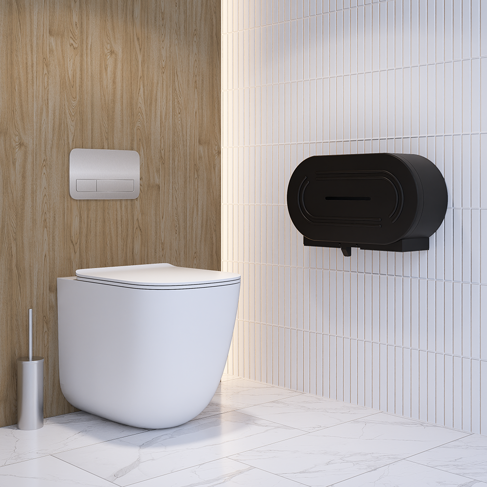 Double Jumbo Toilet Roll Dispenser in Designer Black - ML841DBL_DESIGNER