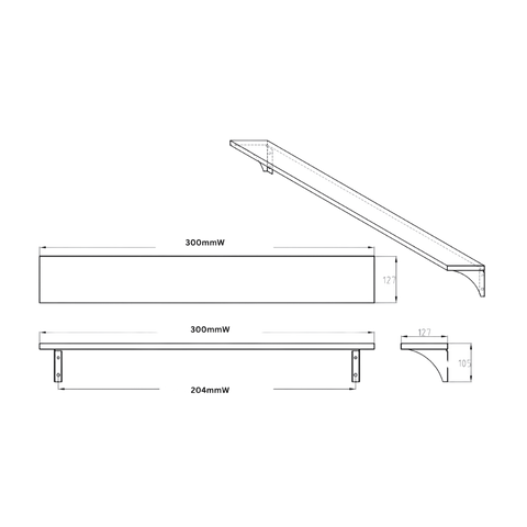 300mm Utility Shelf in Satin Stainless Steel - ML950_12