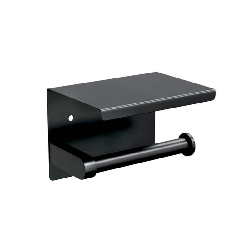 Single Toilet Roll Holder with Shelf in Designer Black - ML268_TRH_DESIGNER