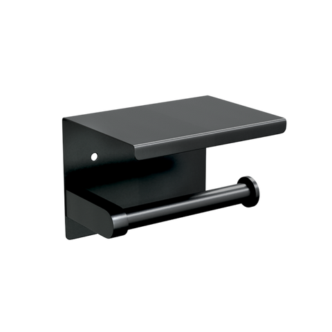 Single Toilet Roll Holder with Shelf in Designer Black - ML268_TRH_DESIGNER