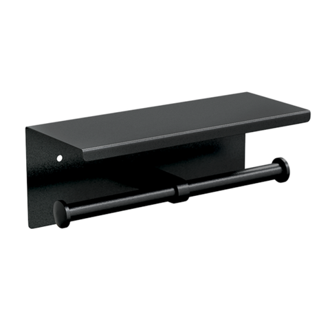 Double Toilet Roll Holder with Shelf Top in Designer Black - ML269_TRH_DESIGNER