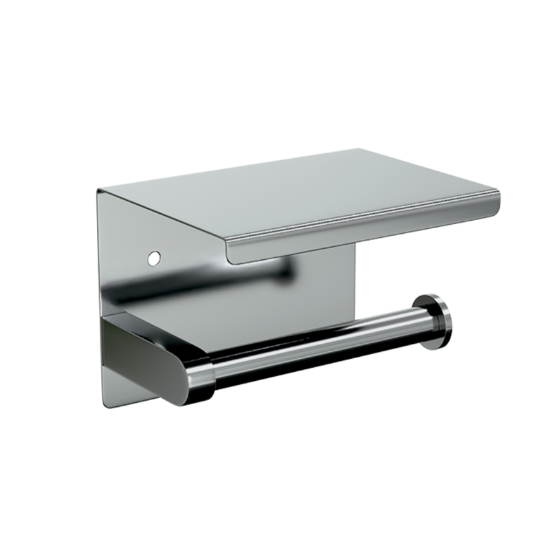 Single Toilet Roll Holder with Shelf in Polished Stainless Steel - ML268_TRH_PSS