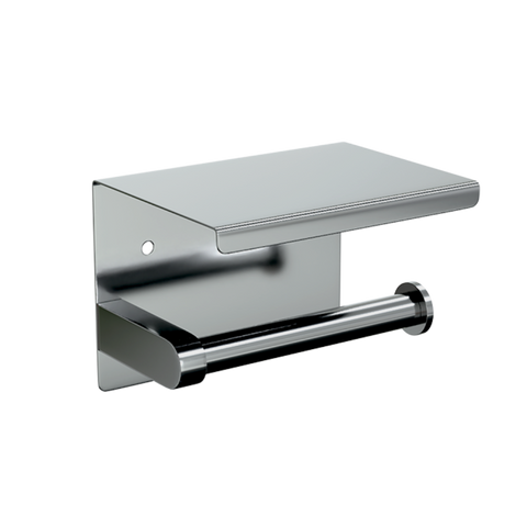 Single Toilet Roll Holder with Shelf in Polished Stainless Steel - ML268_TRH_PSS