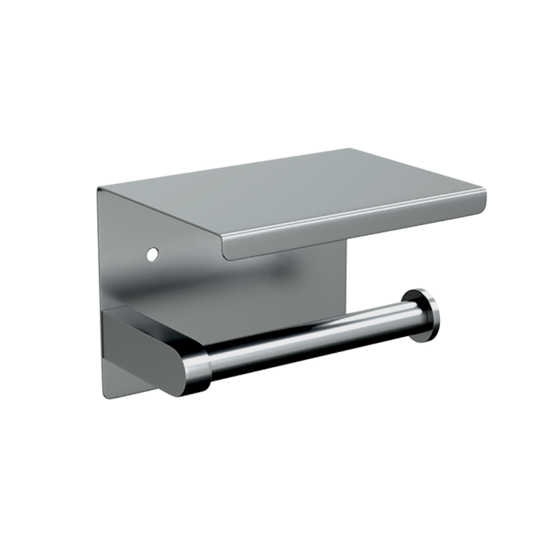 Single Toilet Roll Holder with Shelf in Satin Stainless Steel - ML268_TRH_SS