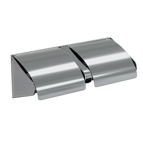 Lockable and Hooded Double Toilet Roll Holder in Polished Stainless Steel - ML271_TRH_PSS