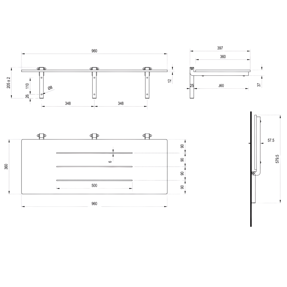 Accessible Folding Shower Seat in Phenolic - ML991_PH