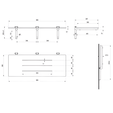 Accessible Folding Shower Seat in Phenolic - ML991_PH