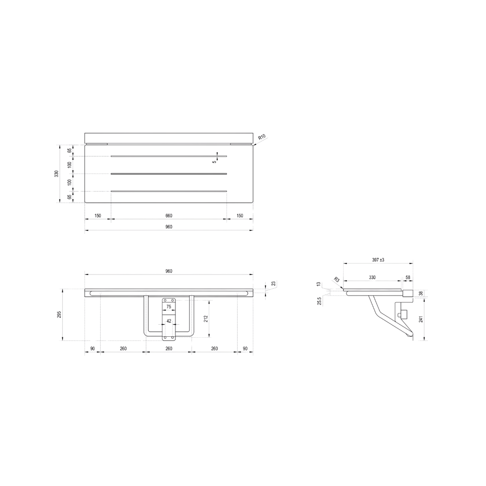 Accessible Folding Shower Seat in Designer Black - ML994_CL_DESIGNER