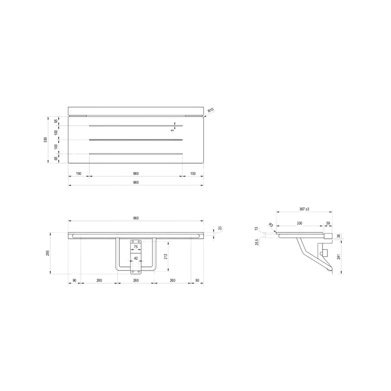 Accessible Folding Shower Seat in Compact Laminate - ML994_CL
