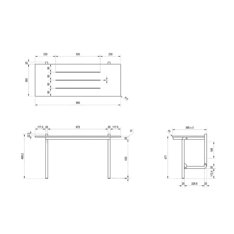 Accessible Folding Shower Seat in Designer Black - ML995_CL_DESIGNER