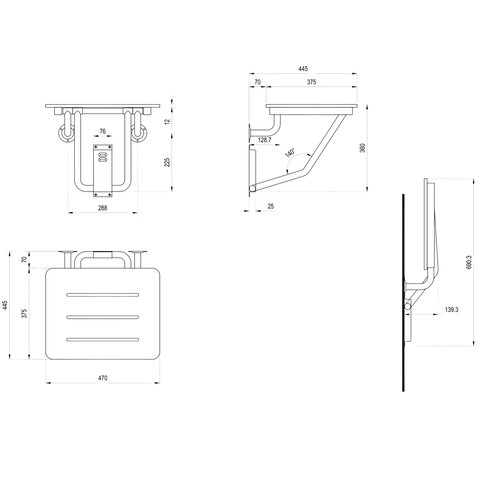 Folding Shower Seat in Phenolic - ML999_PH