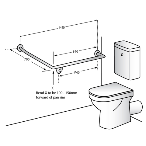 30° Flush Mount Side Wall RH Grab Rail in Designer Black - MLR102X_DESIGNER