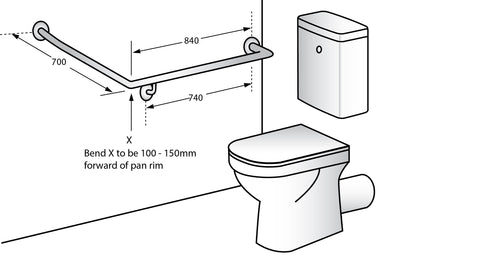 Bariatric 30° Flush Mount Side Wall RH Grab Rail in Satin Stainless Steel - MLRB_102_SS