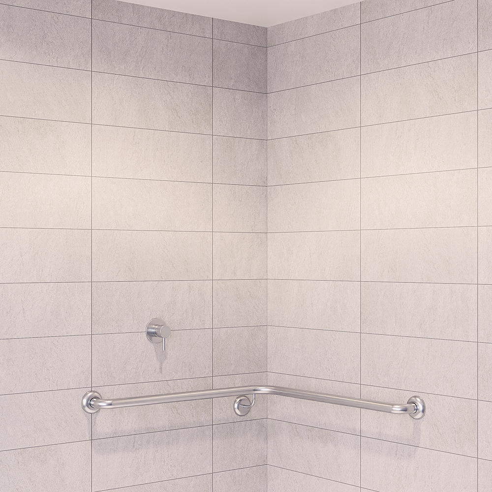 Corner Wall Flush Mount RH Shower Grab Rail in Satin Stainless Steel - MLR110_SS