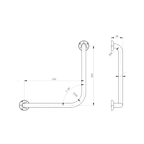 90° Ambulant Grab Rail in Designer Black - MLR112_DESIGNER