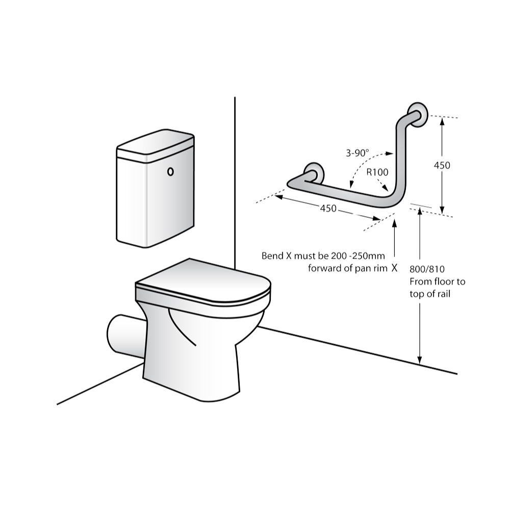 90° Ambulant Grab Rail in Designer Black - MLR112_DESIGNER