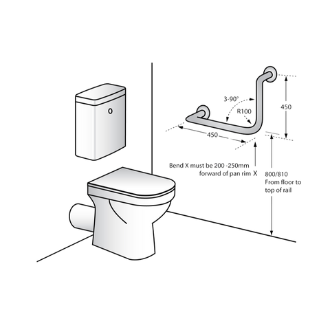 90° Ambulant Grab Rail in Designer Black - MLR112_DESIGNER