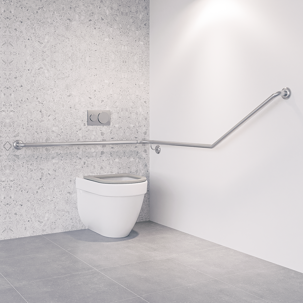 30° Flush Mount Wrap Around Modular Grab Rail LH in Satin Stainless Steel - MLR113MOD_SS