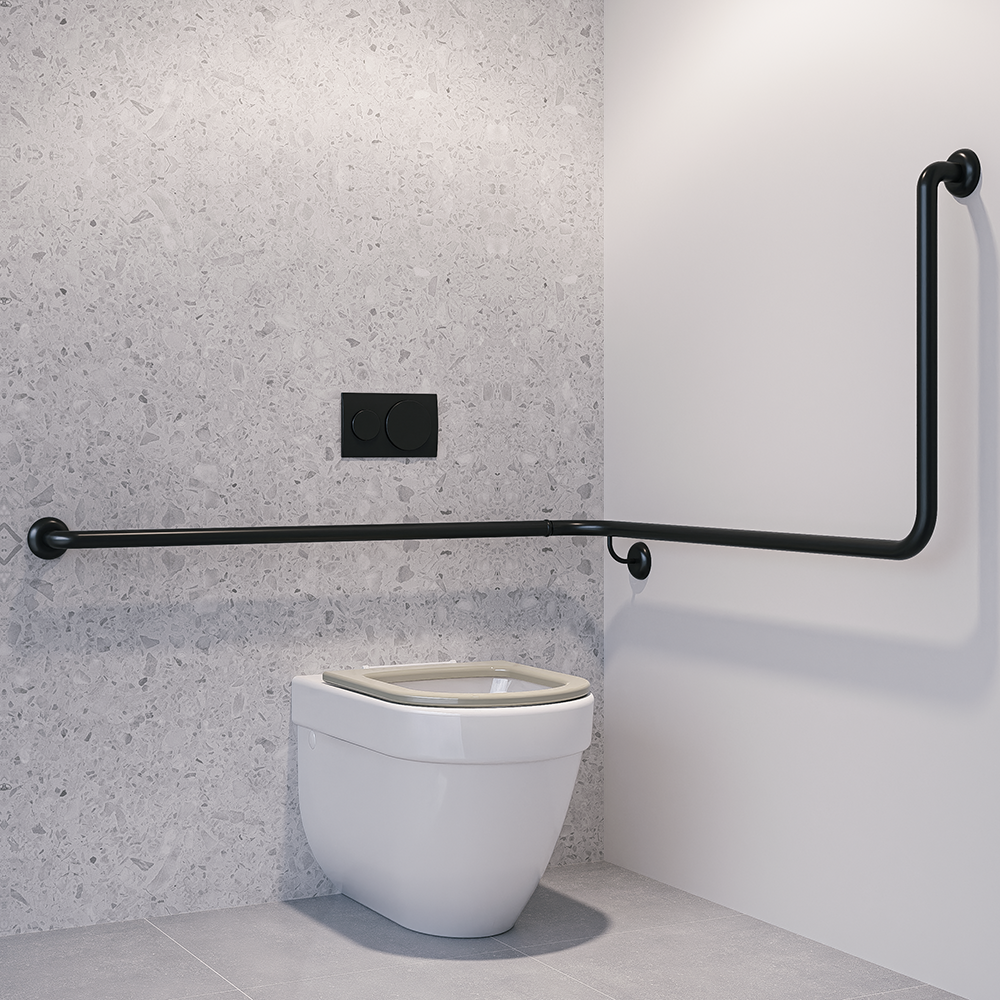 90° Flush Mount Wrap Around Modular Grab Rail LH in Designer Black - MLR115MOD_DESIGNER