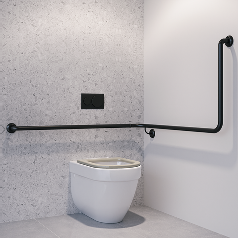 90° Flush Mount Wrap Around Modular Grab Rail LH in Designer Black - MLR115MOD_DESIGNER