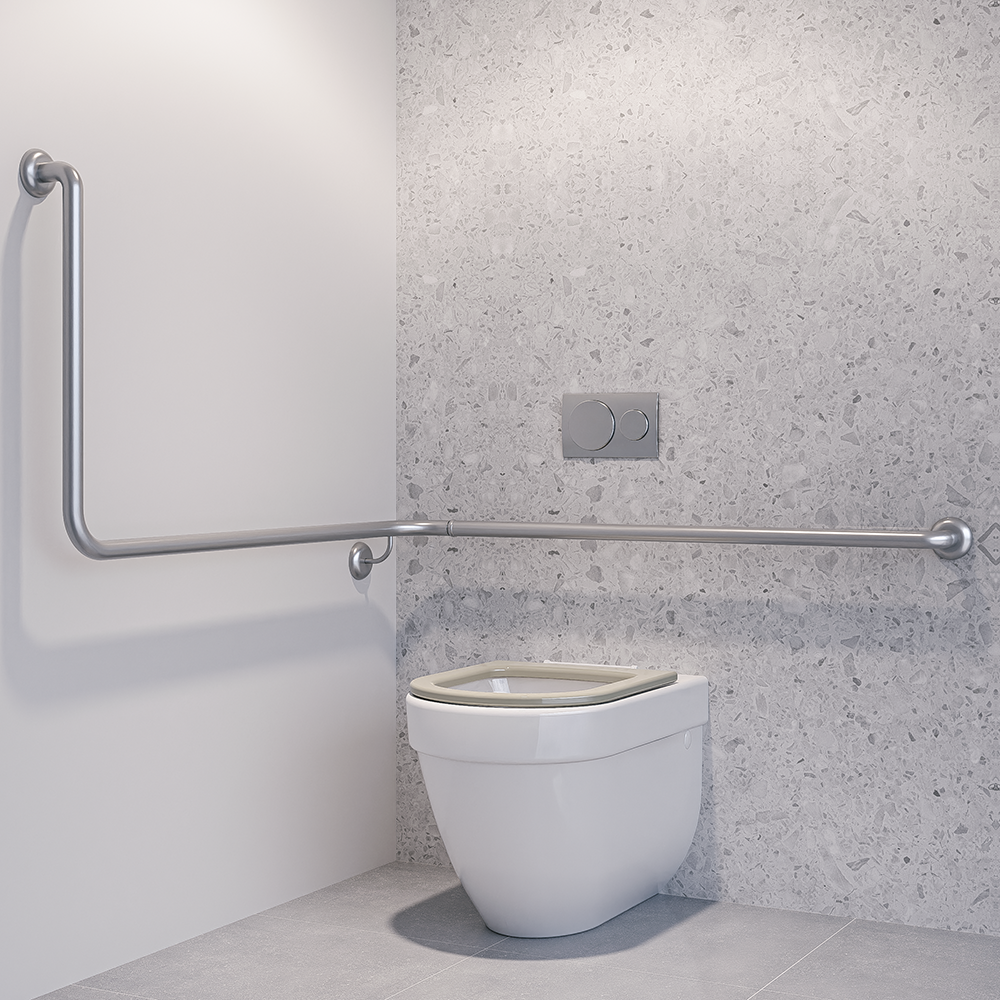 90° Flush Mount Wrap Around Modular Grab Rail RH in Satin Stainless Steel - MLR116MOD_SS