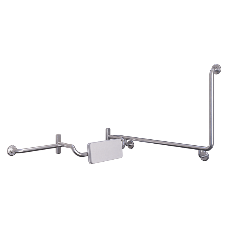 90° Grab Rail & Curved Backrest Set LH in Satin Stainless Steel - MLR120LH_SET