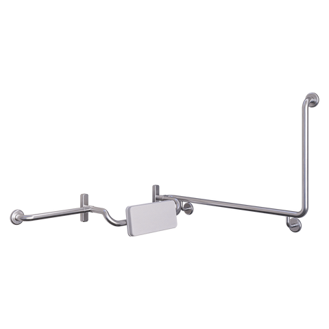 90° Grab Rail & Curved Backrest Set LH in Satin Stainless Steel - MLR120LH_SET