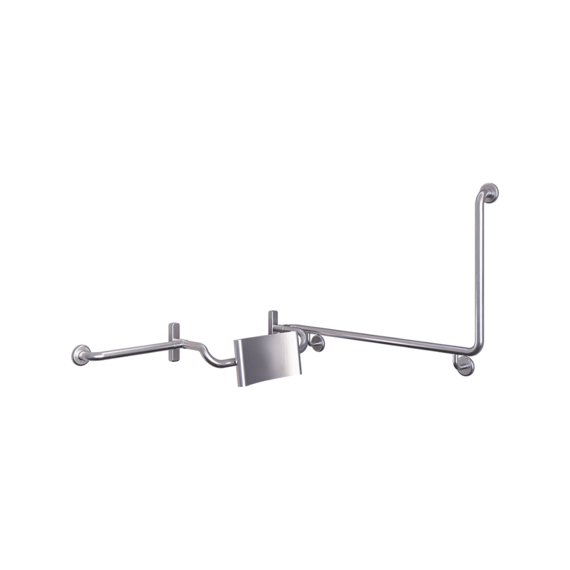 90° Grab Rail & Vandal Proof Curved Backrest Set LH in Satin Stainless Steel - MLR120LH_VPSET