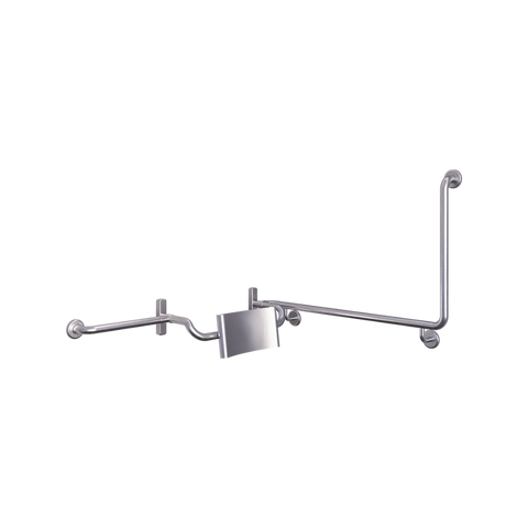 90° Grab Rail & Vandal Proof Curved Backrest Set LH in Satin Stainless Steel - MLR120LH_VPSET