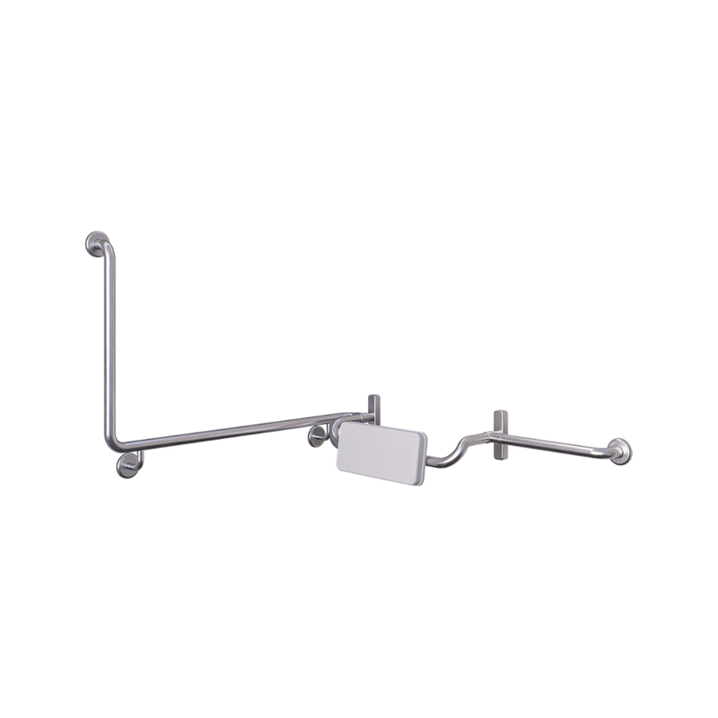 90° Grab Rail & Curved Backrest RH Set in Satin Stainless Steel - MLR120RH_SET
