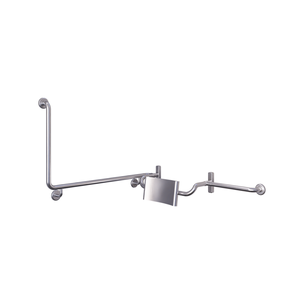 90° Grab Rail & Vandal Proof Curved Backrest Set RH in Satin Stainless Steel - MLR120RH_VPSET