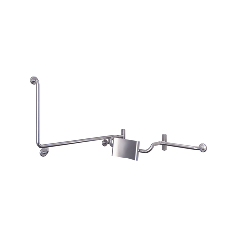 90° Grab Rail & Vandal Proof Curved Backrest Set RH in Satin Stainless Steel - MLR120RH_VPSET
