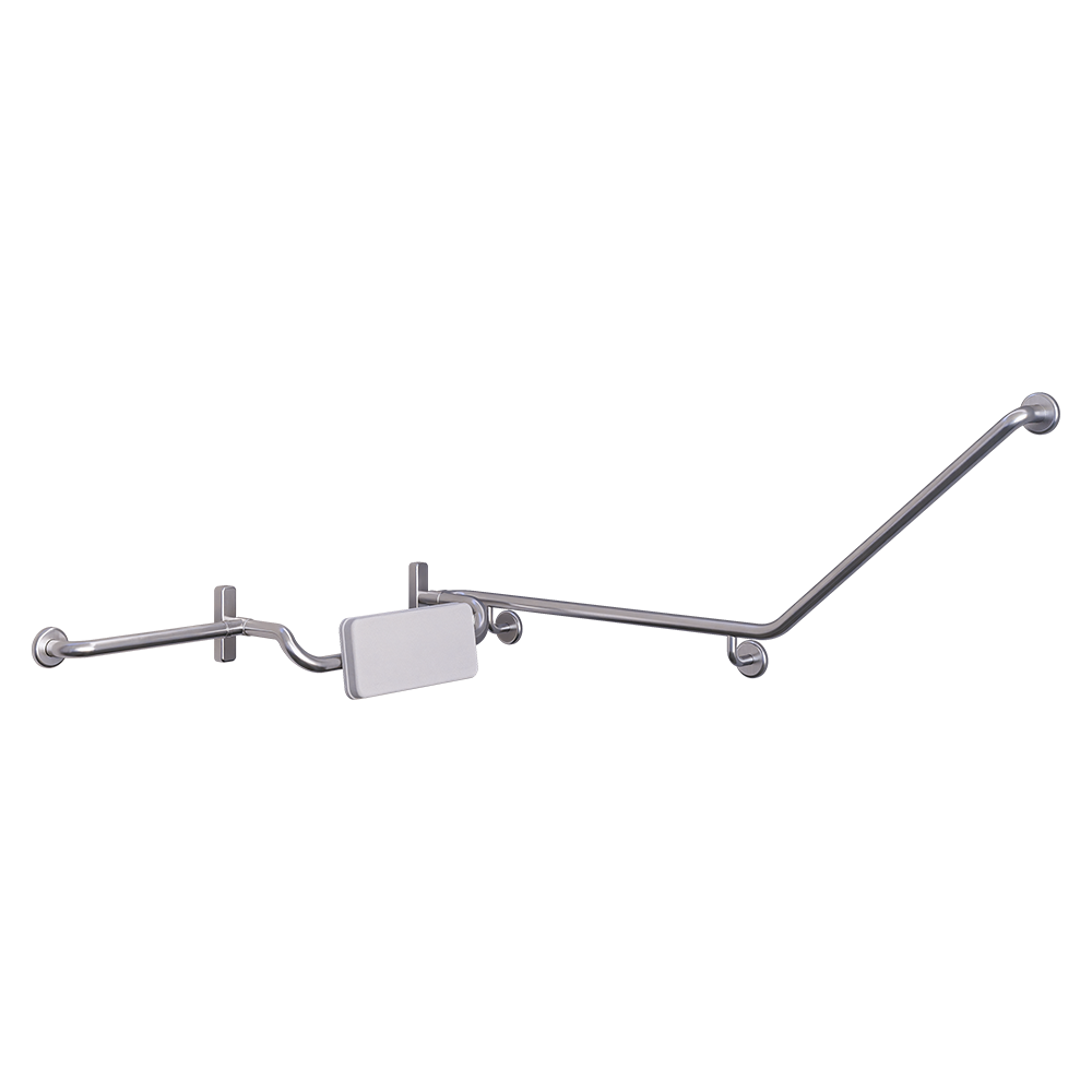 40° Grab Rail & Curved Backrest Set LH in Satin Stainless Steel - MLR121LH_SET