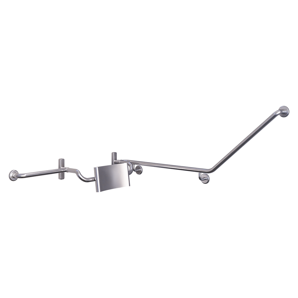 40° Grab Rail & Vandal Proof Curved Backrest Set LH in Satin Stainless Steel - MLR121LH_VPSET
