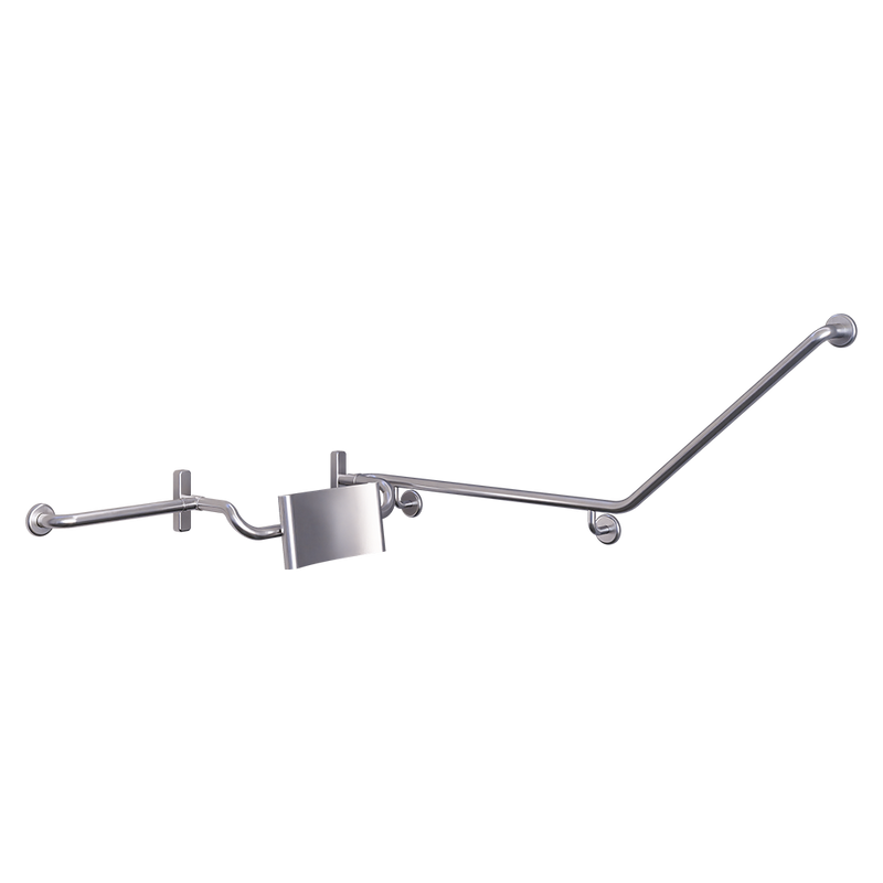 40° Grab Rail & Vandal Proof Curved Backrest Set LH in Satin Stainless Steel - MLR121LH_VPSET