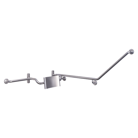 40° Grab Rail & Vandal Proof Curved Backrest Set LH in Satin Stainless Steel - MLR121LH_VPSET