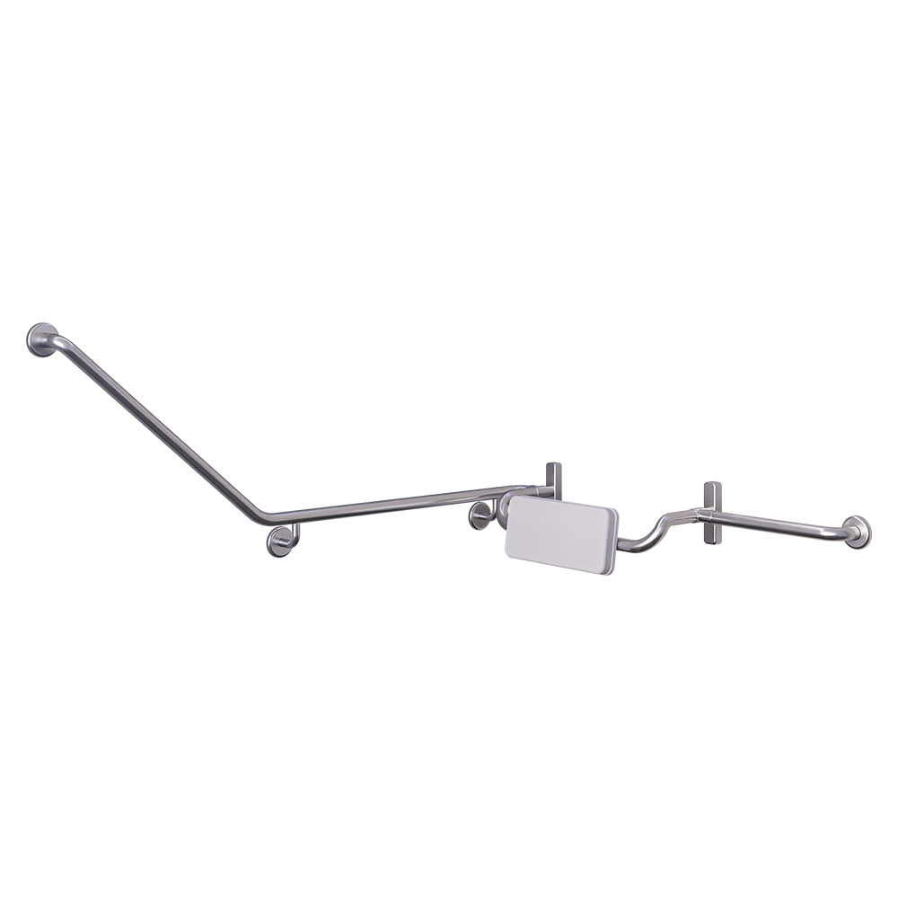 40° Grab Rail & Curved Backrest Set RH in Satin Stainless Steel - MLR121RH_SET