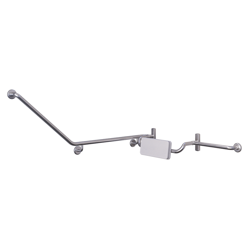 40° Grab Rail & Curved Backrest Set RH in Satin Stainless Steel - MLR121RH_SET