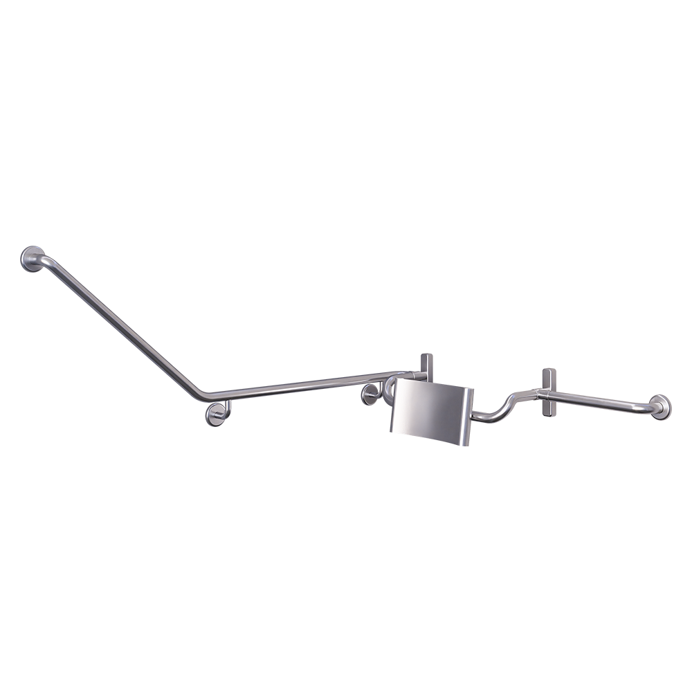 40° Grab Rail & Vandal Proof Curved Backrest Set RH in Satin Stainless Steel - MLR121RH_VPSET