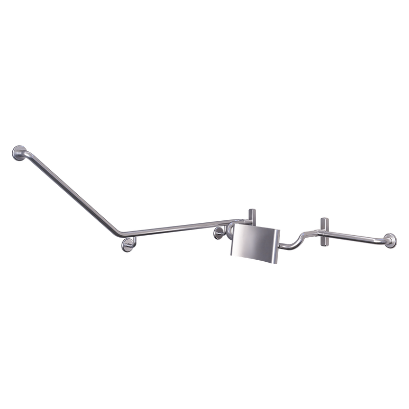 40° Grab Rail & Vandal Proof Curved Backrest Set RH in Satin Stainless Steel - MLR121RH_VPSET