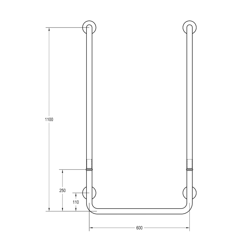 Modular U-Shaped Grab Rail in Satin Stainless Steel - MLR122MOD_SS