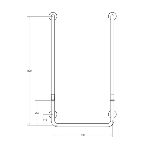 Modular U-Shaped Grab Rail in Satin Stainless Steel - MLR122MOD_SS