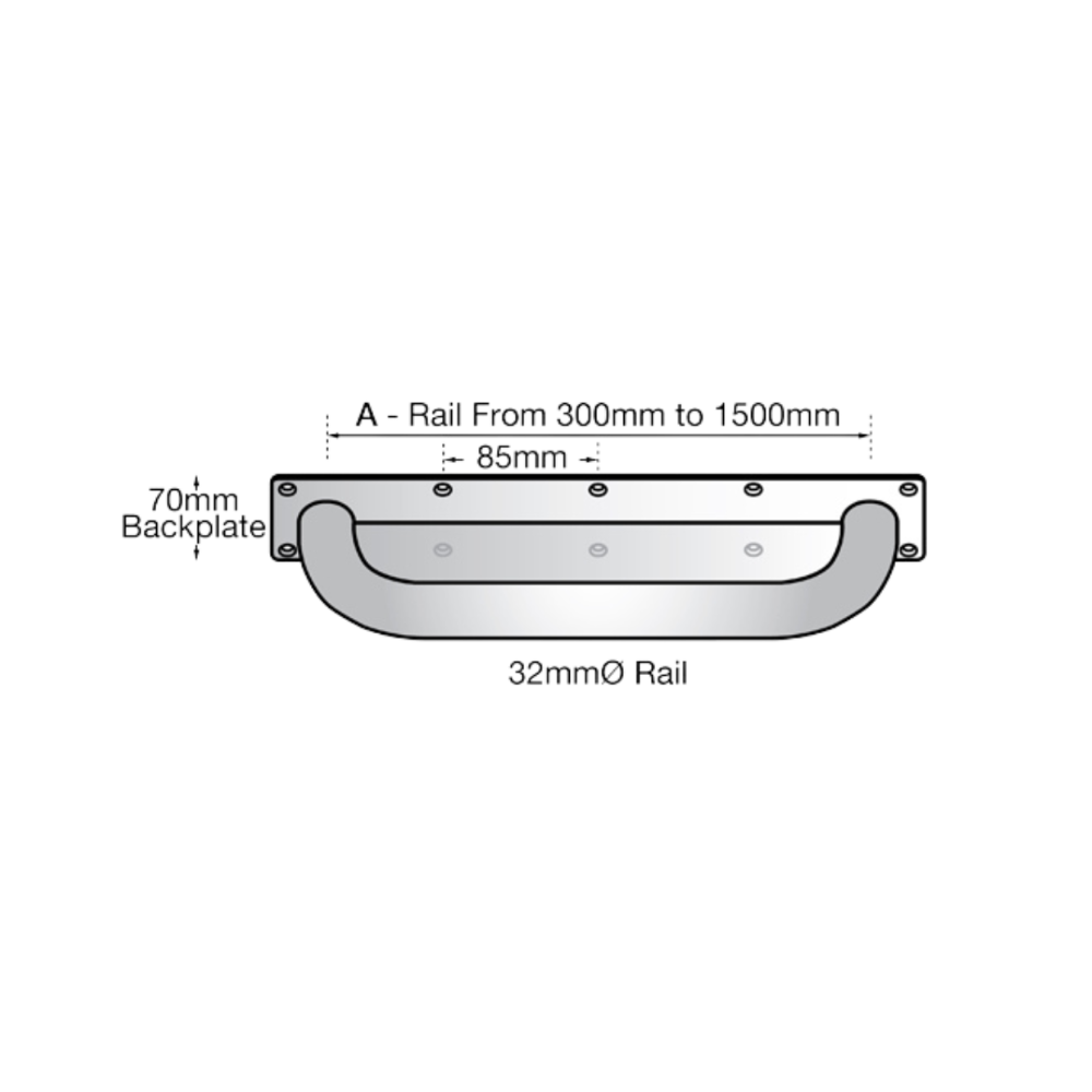 300mm Anti-Ligature Straight Grab Rail in Satin Stainless Steel - MLR327_AL