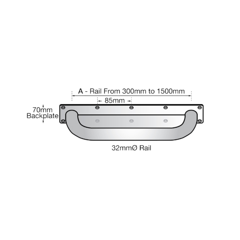 300mm Anti-Ligature Straight Grab Rail in Satin Stainless Steel - MLR327_AL
